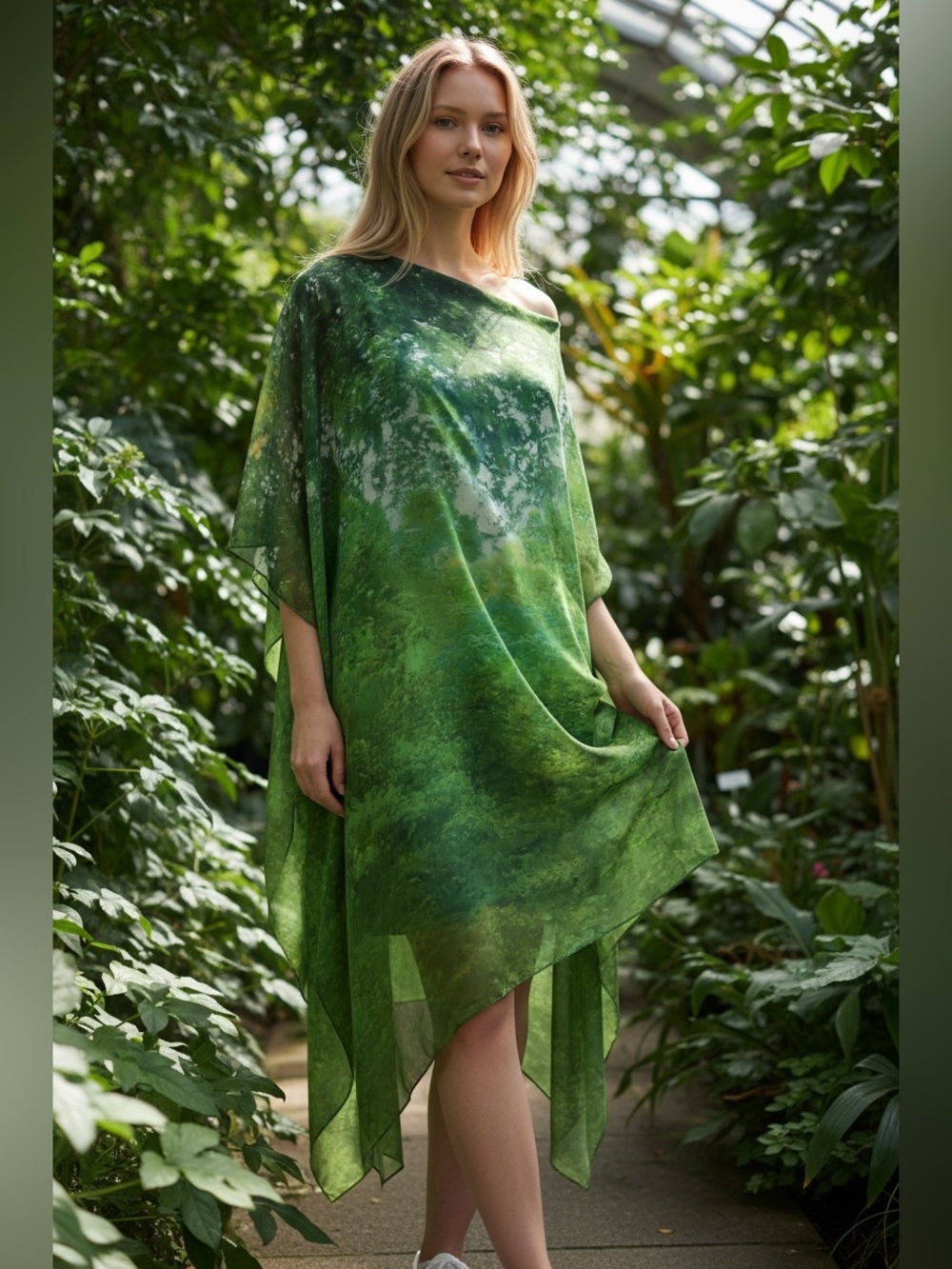 Akris New Tree Print Off The Shoulder Silk Chiffon Dress Size US 6 $4,190.00